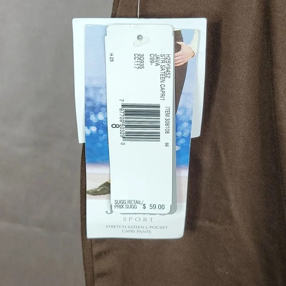 JONES SPORT SATEEN L-POCKET Stretch Brown Capri Pants Size 8 - Picture 5 of 6